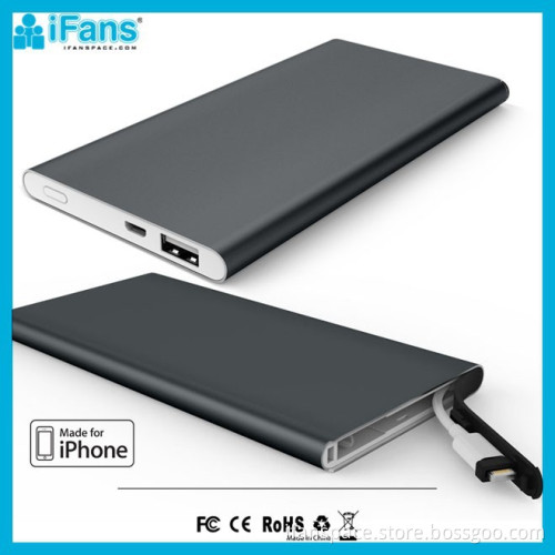 OEM Ultra Slim Portable Power Bank 6000mAh Aluminium Built in Original Connector